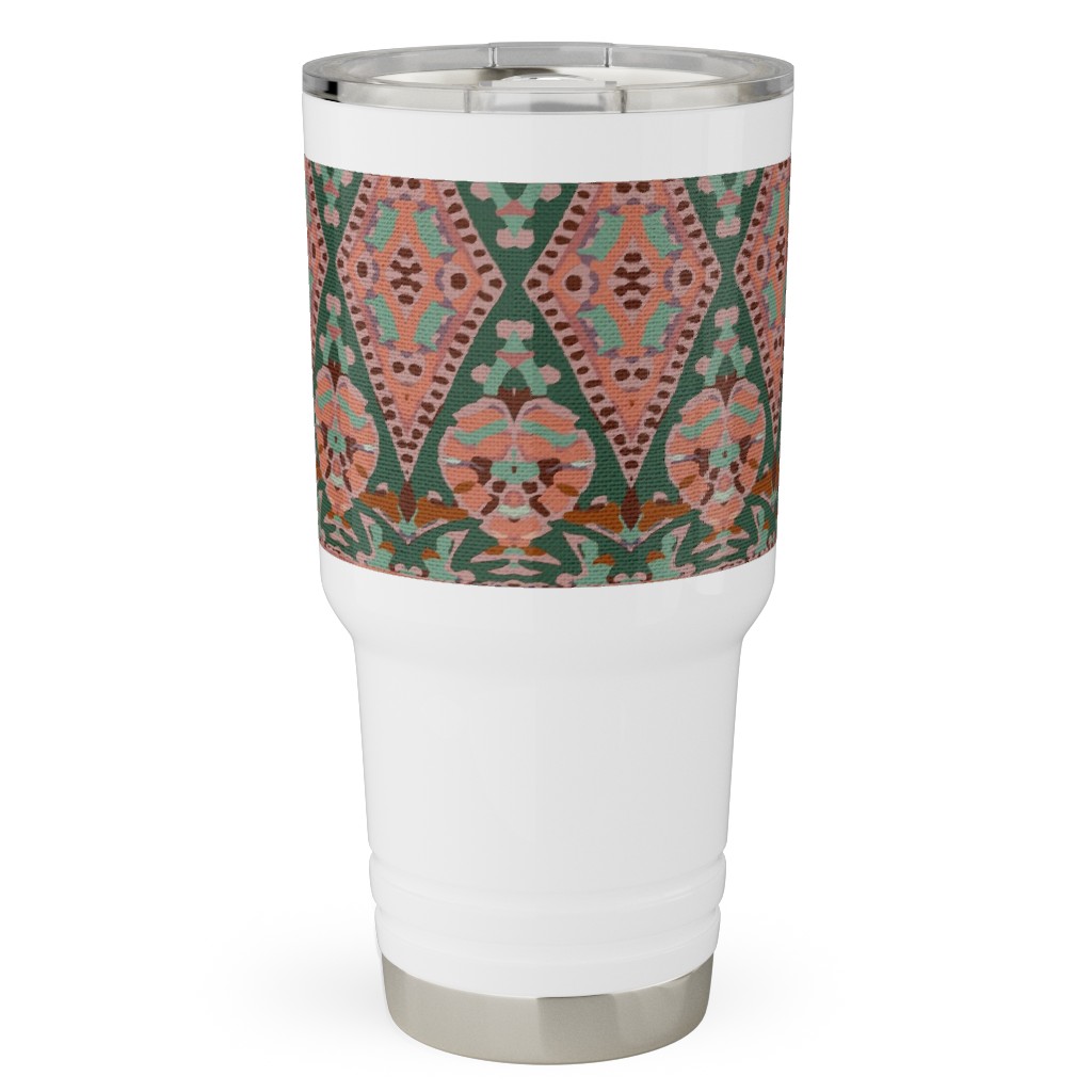 Enchanted Flori - Pink and Green Travel Tumbler, 30oz, Pink
