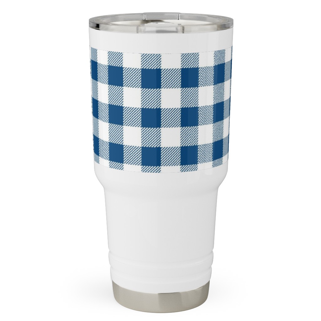 Classic Gingham - Blue Travel Tumbler, 30oz, Blue