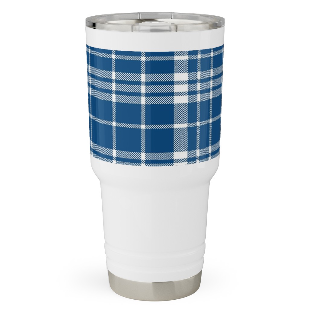Tartan Check Travel Tumbler, 30oz, Blue