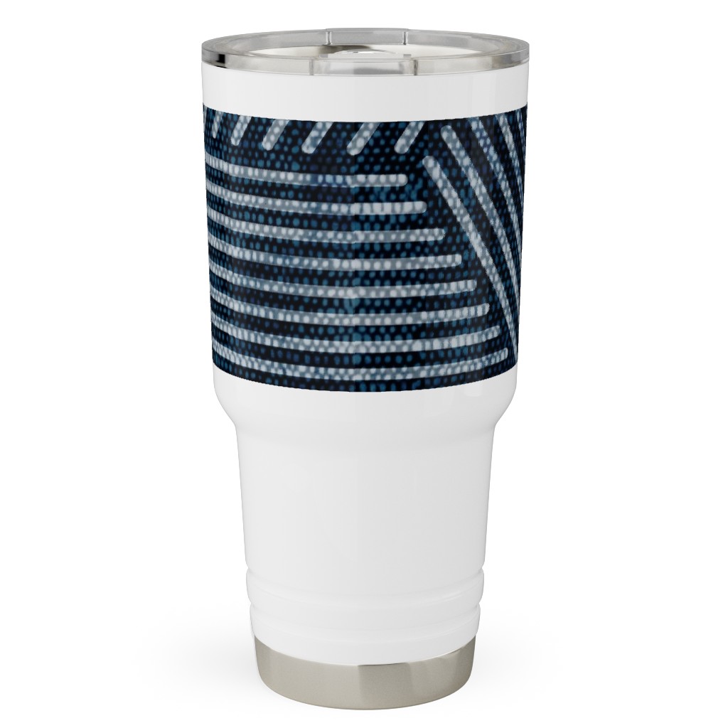 Cadence Triangles - Denim Travel Tumbler, 30oz, Blue