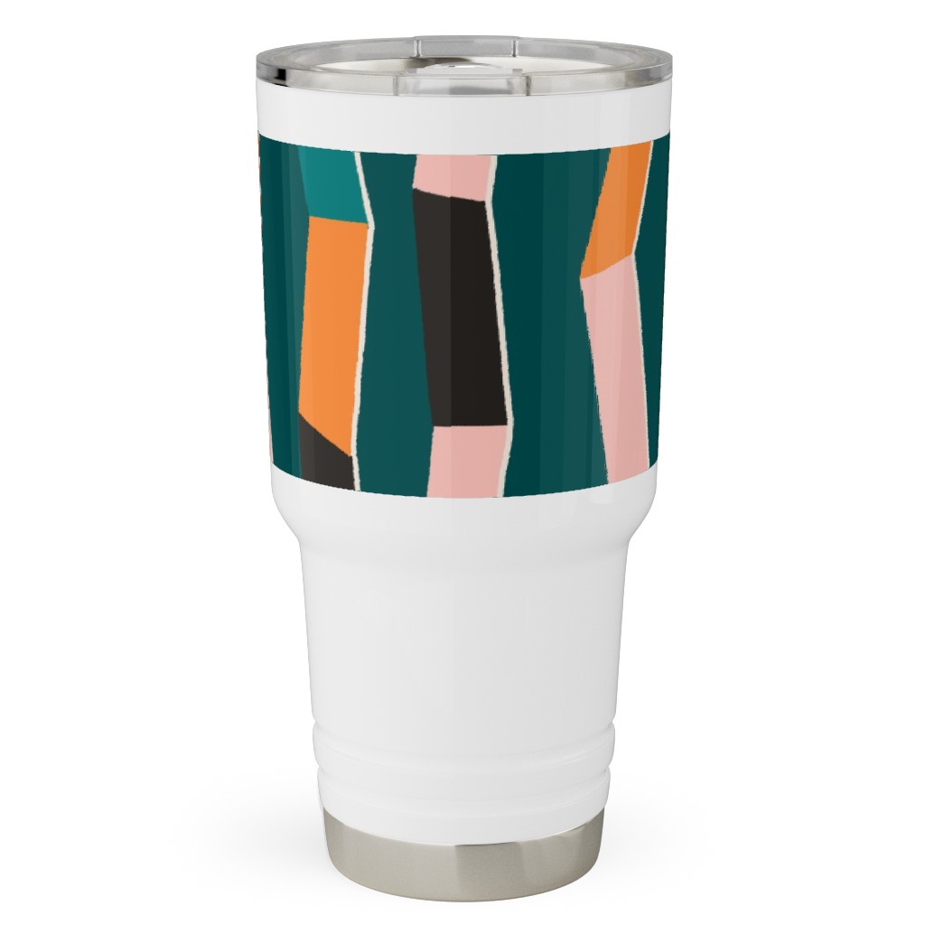 Funky - Multi on Green Travel Tumbler, 30oz, Multicolor