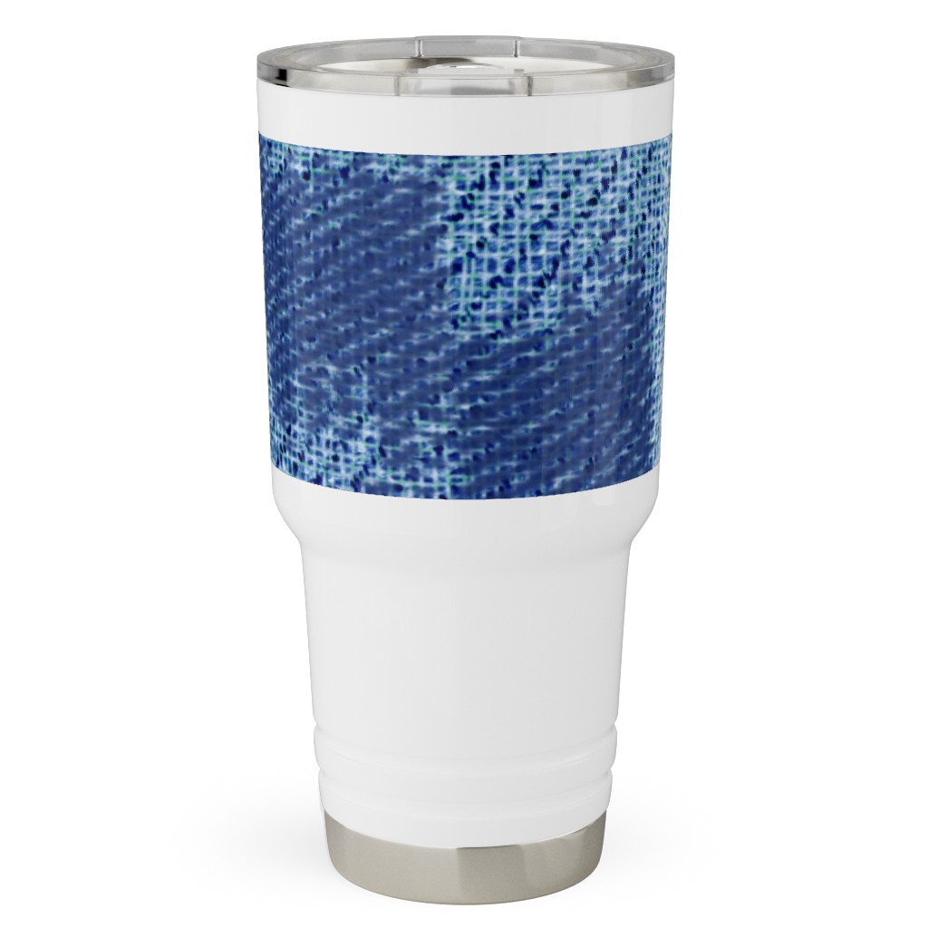 Blue Ikat Travel Tumbler, 30oz, Blue, True Blue