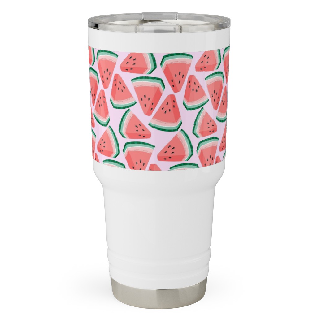 Watermelon Slices - Pink Travel Tumbler, 30oz, Pink, Bright Pink