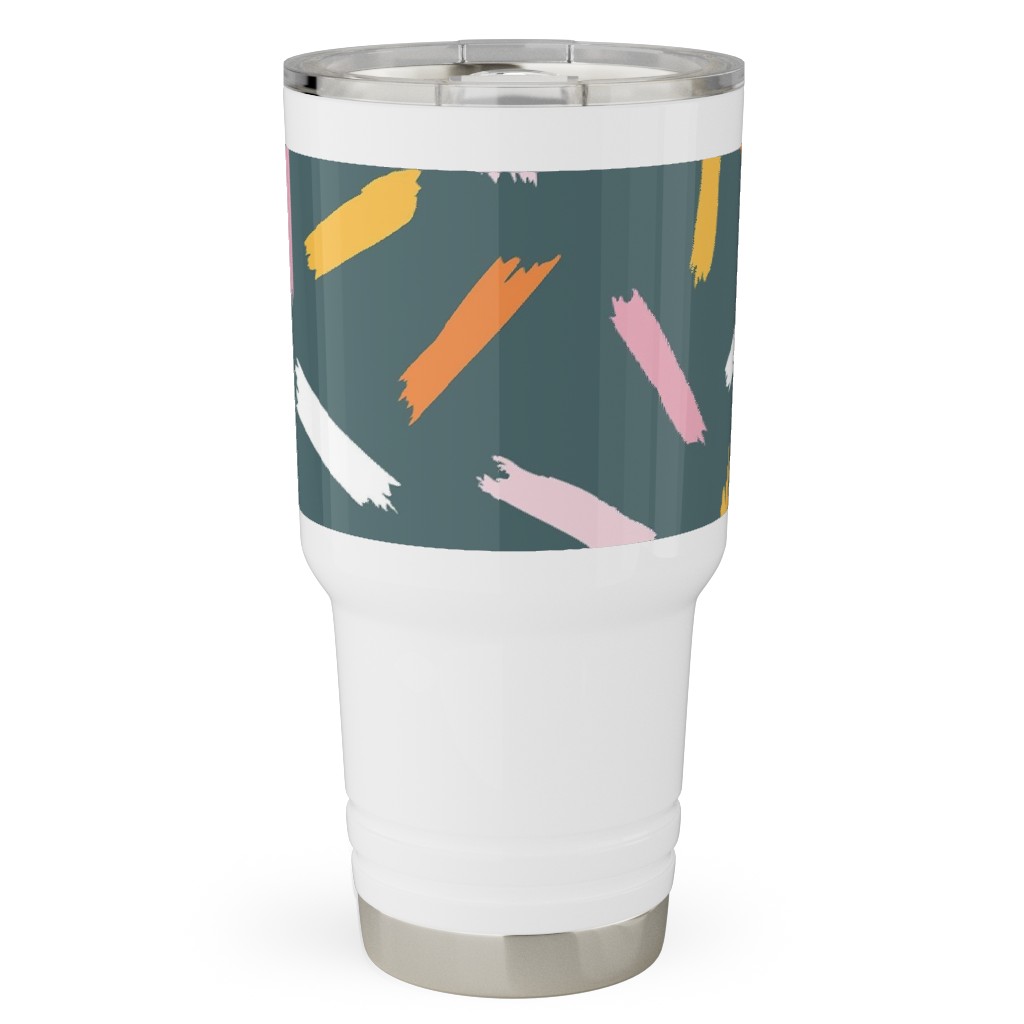 Fun With Paint - Dark Blue Travel Tumbler, 30oz, Multicolor