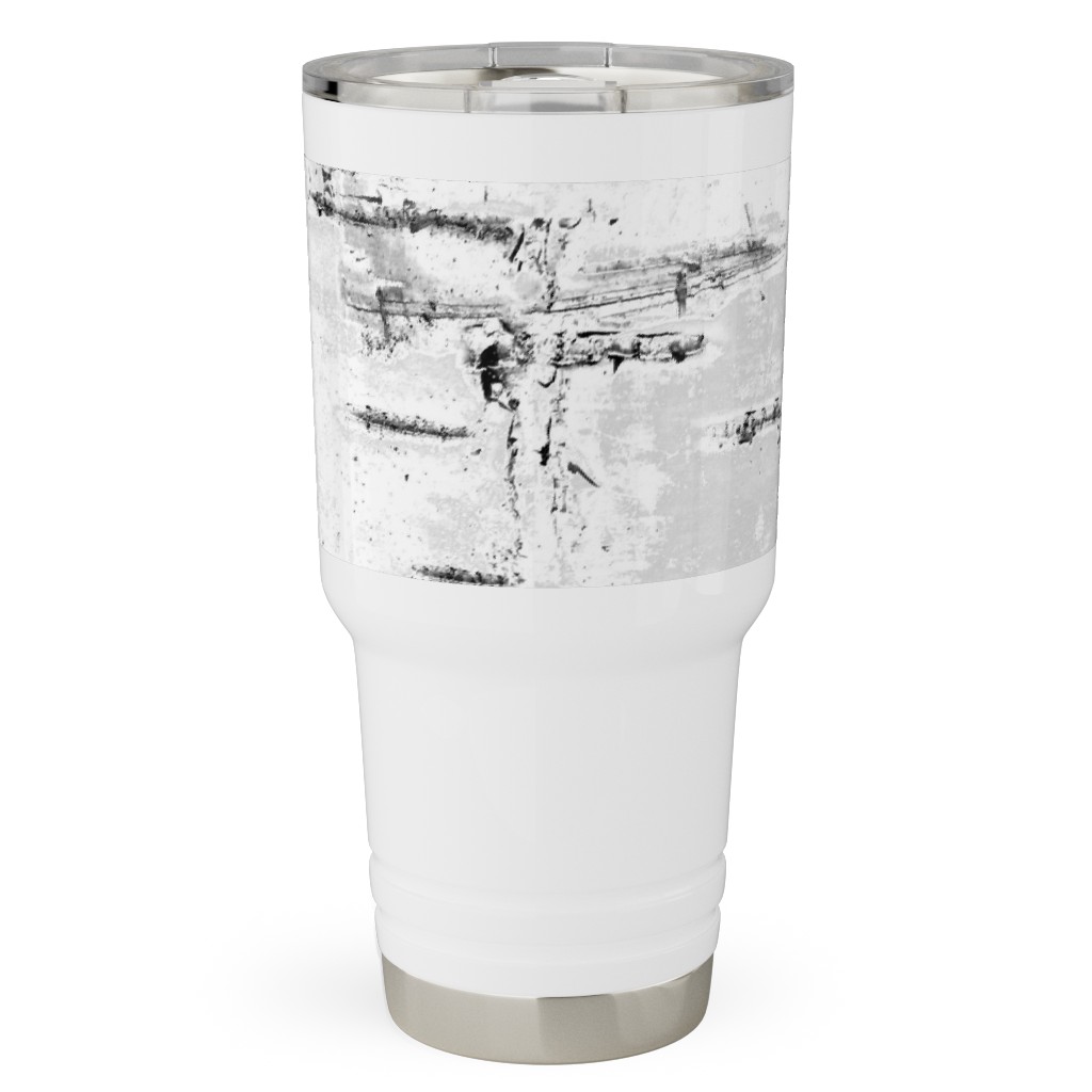 Birch Bark - White, Gray Travel Tumbler, 30oz, Gray