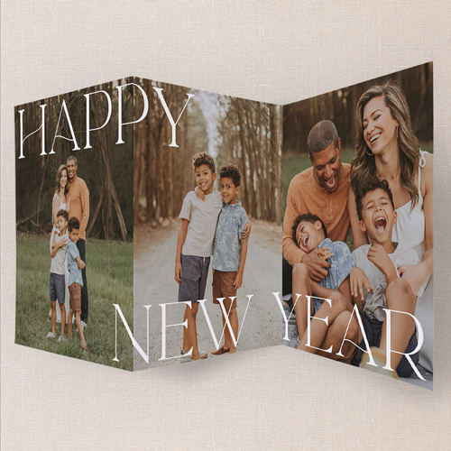 Chic Gallery Holiday Card, Green, Trifold, New Year, Matte, Folded Smooth Cardstock, Forest