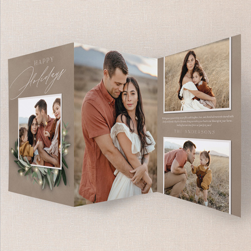 Serene Charm Holiday Card, Beige, Trifold, Holiday, Matte, Folded Smooth Cardstock, Rye