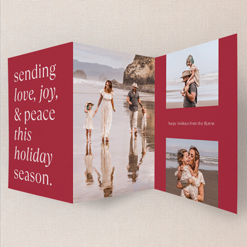 Sending Peace Holiday Card, Red, Trifold, Write Your Own, Pearl Shimmer Cardstock