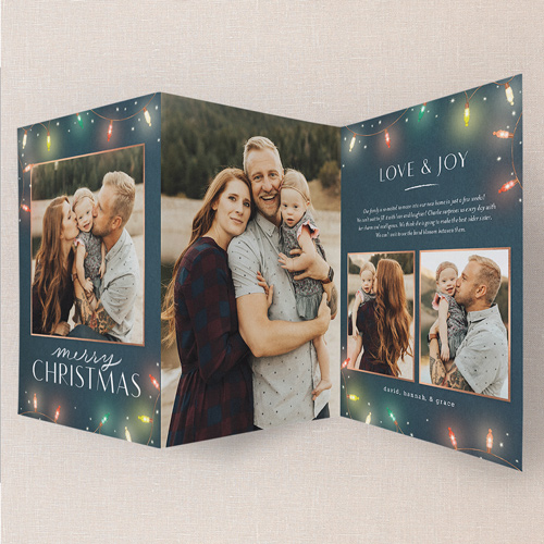 Luminous Gathering Holiday Card, Blue, Trifold, Christmas, Matte, Folded Smooth Cardstock, Slate Blue