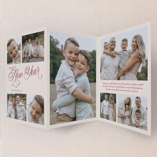 Subtle Moments Holiday Card, Red, Trifold, New Year, Matte, Folded Smooth Cardstock, Cabernet