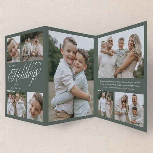 Subtle Moments Holiday Card, Green, Trifold, Holiday, Pearl Shimmer Cardstock, Green
