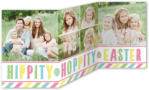 Hippity Hoppity Stripes Easter Card, Pink, Pearl Shimmer Cardstock