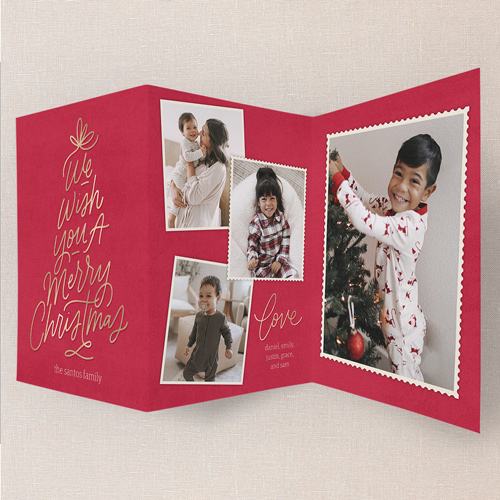 Flourished Tree Christmas Card, Red, Trifold, Christmas, Matte, Folded Smooth Cardstock