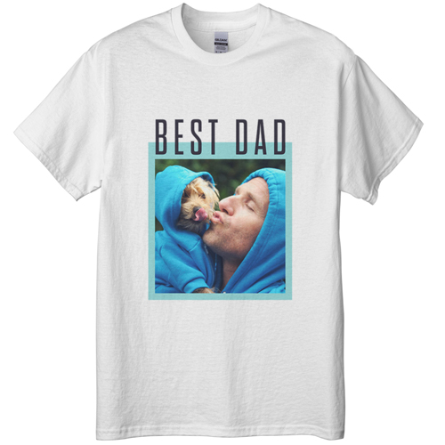 Best Dad Border T-shirt, Adult (S), White, Customizable front, Green