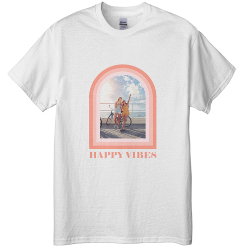 Boho Arch Border T-shirt, Adult (S), White, Customizable front & back, Pink, priscilla