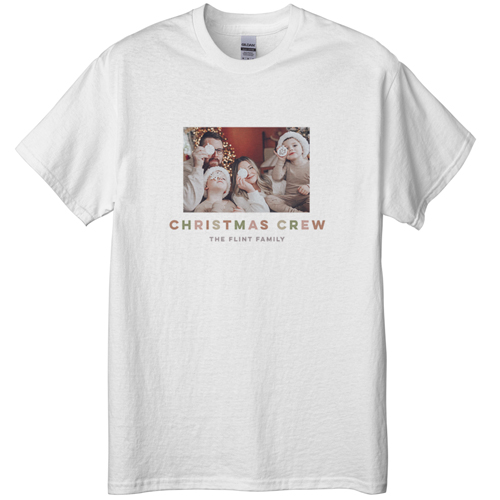 Christmas Crew T-shirt, Adult (S), White, Customizable front & back, Gray