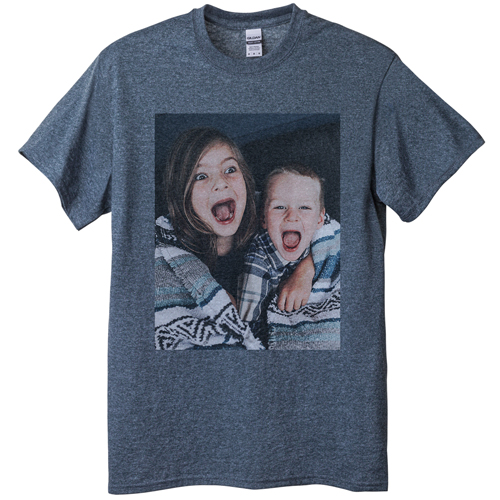 Photo Gallery Portrait T-shirt, Adult (S), Gray, Customizable front & back, White