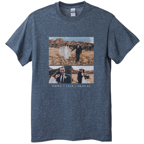 Gallery of Three T-shirt, Adult (S), Gray, Customizable front, White