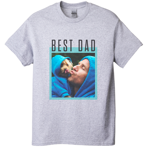 Best Dad Border T-shirt, Adult (S), Gray, Customizable front & back, Green