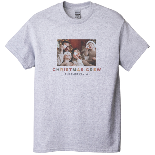 Christmas Crew T-shirt, Adult (S), Gray, Customizable front, Gray