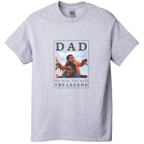 The Dad Legend T-shirt, Adult (S), Gray, Customizable front, Gray