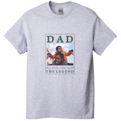 The Dad Legend T-shirt, Adult (S), Gray, Customizable front & back, Gray, silver