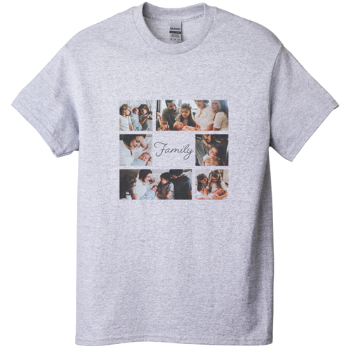 Gallery of Six Memories T-shirt, Adult (S), Gray, Customizable front, White, white