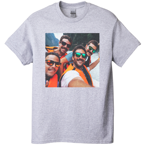 Photo Gallery Square T-shirt, Adult (S), Gray, Customizable front, White, white