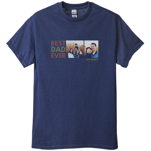 Dad is the Best T-shirt, Adult (S), Navy, Customizable front, Brown