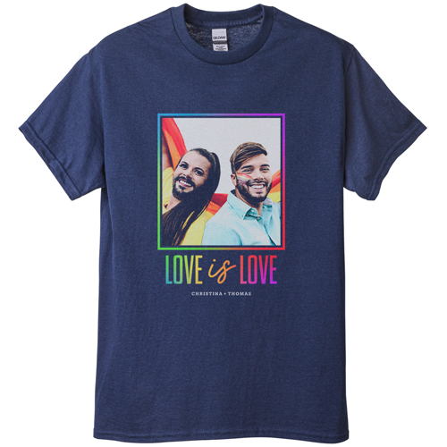 Love and Pride T-shirt, Adult (S), Navy, Customizable front, Black