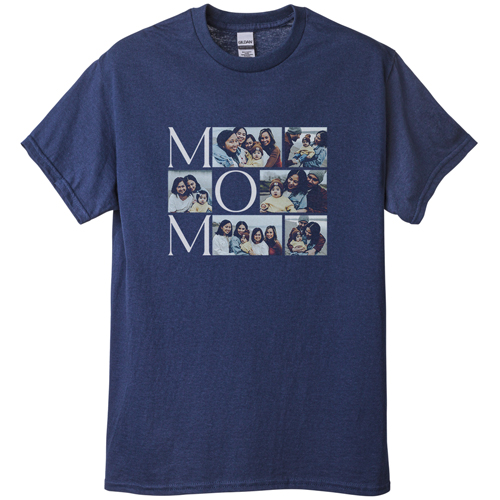 Mom's Collage T-shirt, Adult (S), Navy, Customizable front, Black