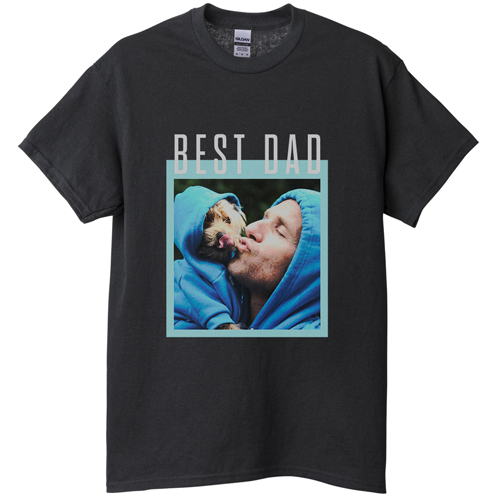 Best Dad Border T-shirt, Adult (M), Black, Customizable front, Green