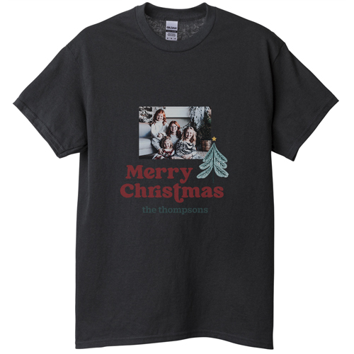 Family Christmas T-shirt, Adult (M), Black, Customizable front & back, Blue