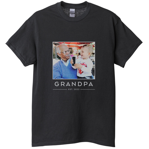 Grandpa Est T-shirt, Adult (M), Black, Customizable front, Green