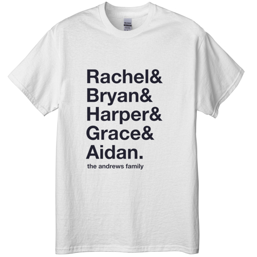 Family Names T-shirt, Adult (M), White, Customizable front & back, White, white