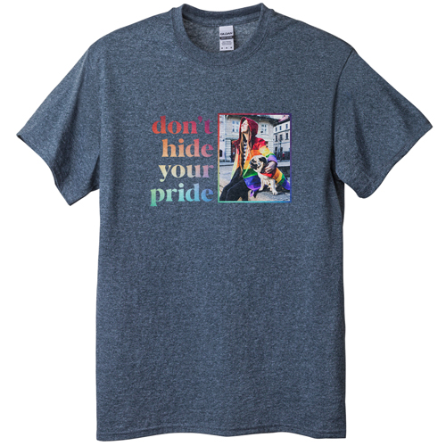 Don't Hide Your Pride T-shirt, Adult (M), Gray, Customizable front, White