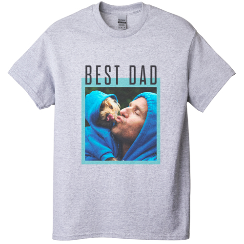 Best Dad Border T-shirt, Adult (M), Gray, Customizable front & back, Green, mint