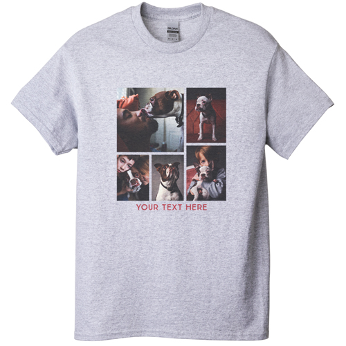 Gallery of Five T-shirt, Adult (M), Gray, Customizable front, White, white