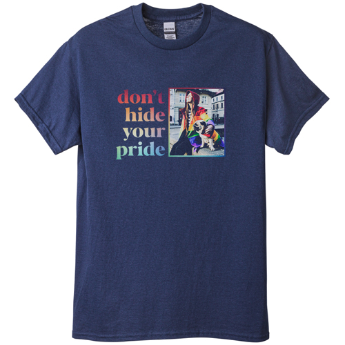 Don't Hide Your Pride T-shirt, Adult (M), Navy, Customizable front, White