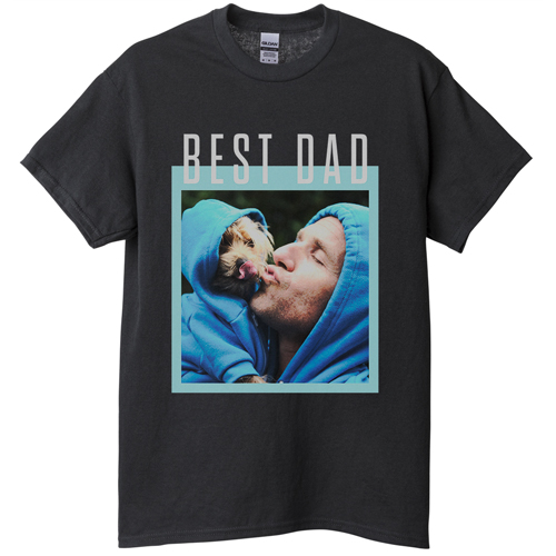 Best Dad Border T-shirt, Adult (L), Black, Customizable front & back, Green