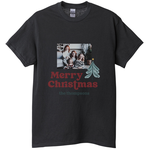 Family Christmas T-shirt, Adult (L), Black, Customizable front, Blue
