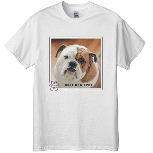 Best In Show Best Dog Ever T-shirt, Adult (L), White, Customizable front & back, Brown, taupe