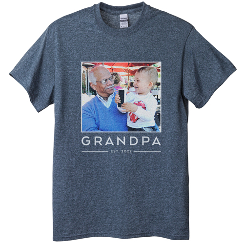 Grandpa Est T-shirt, Adult (L), Gray, Customizable front, Green