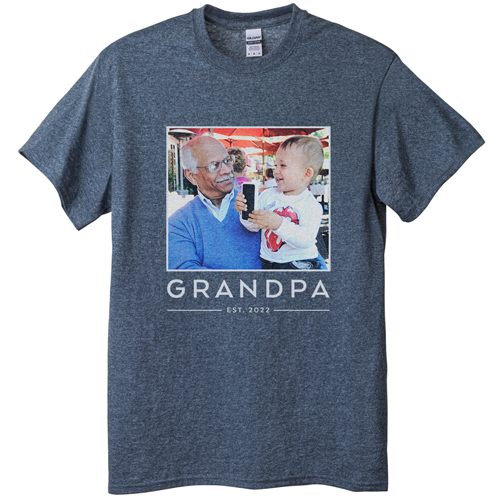 Grandpa Est T-shirt, Adult (L), Gray, Customizable front & back, Green