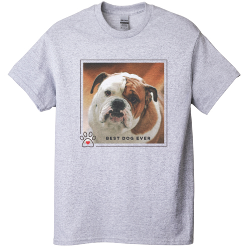 Best In Show Best Dog Ever T-shirt, Adult (L), Gray, Customizable front & back, Brown