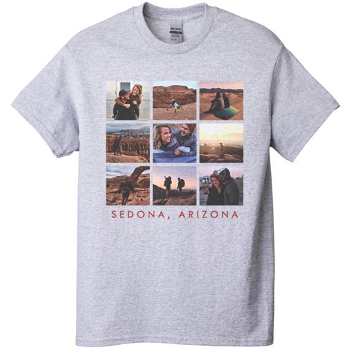 Gallery of Nine T-shirt, Adult (L), Gray, Customizable front & back, White, white