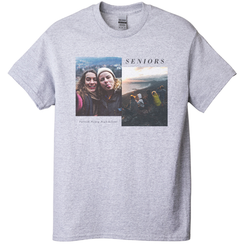 Gallery of Two T-shirt, Adult (L), Gray, Customizable front & back, White, white