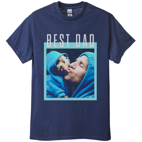 Best Dad Border T-shirt, Adult (L), Navy, Customizable front, Green, mint