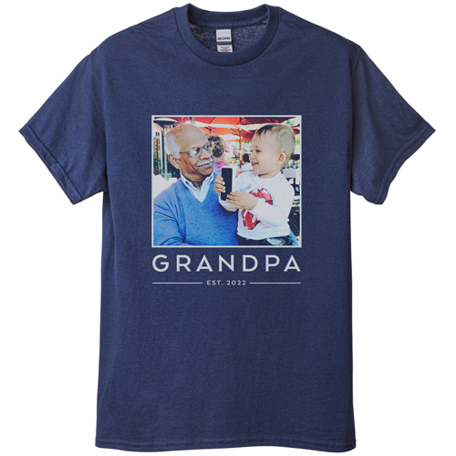 Grandpa Est T-shirt, Adult (L), Navy, Customizable front, Green