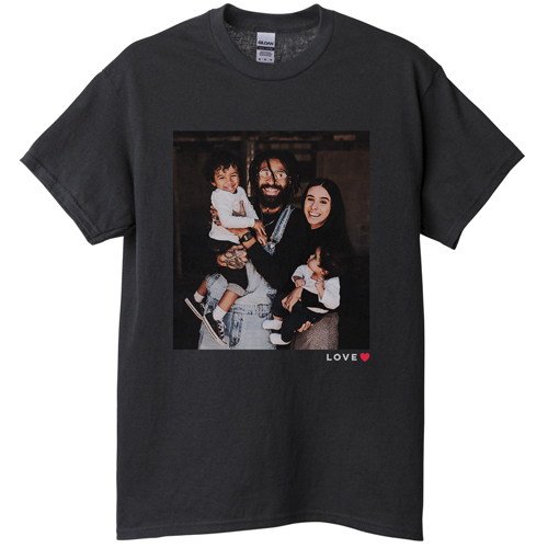 Modern Love Heart T-shirt, Adult (XL), Black, Customizable front & back, Red, bright red